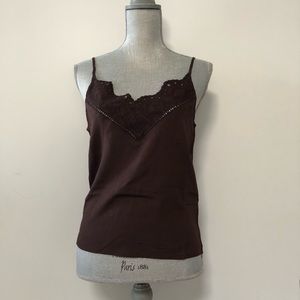 H&M camisole, adjustable crochet detail brown